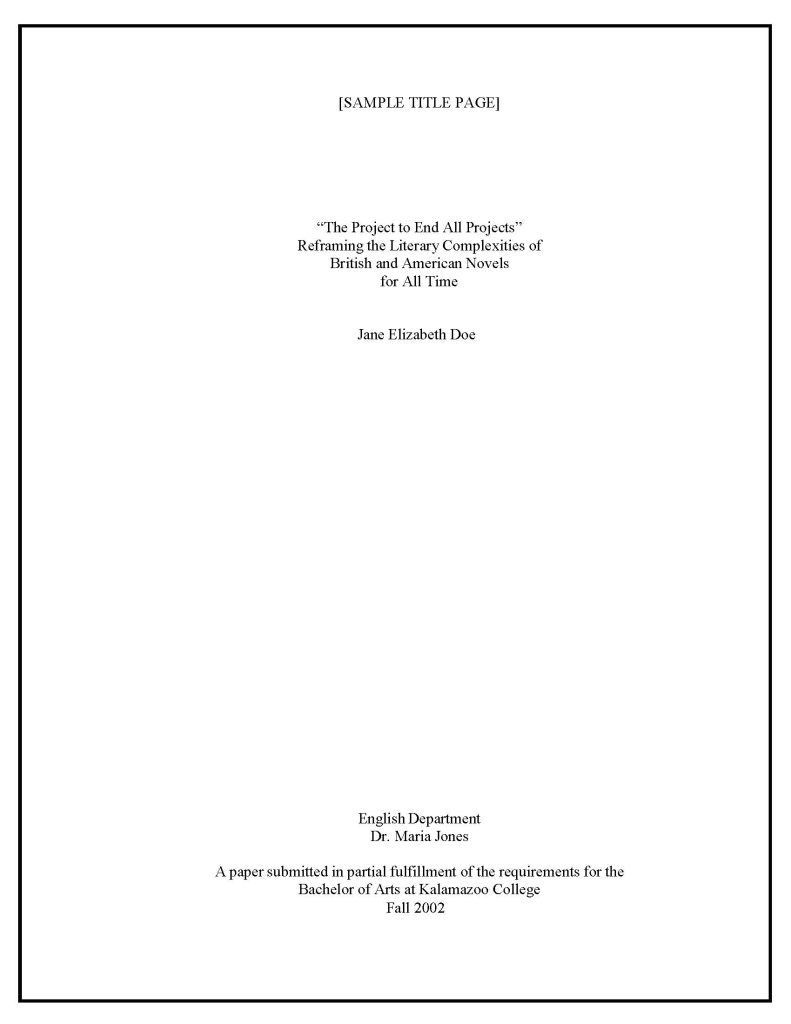 Sample title page of English SIP showing formatting